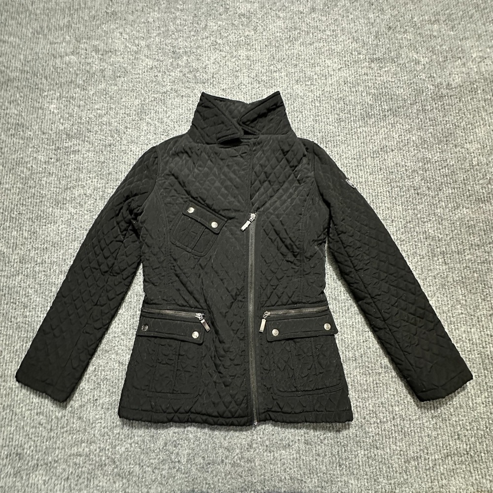 Blanc Noir Womens Quilted Moto Jacket Black Size M Asymmetrical Zip Pockets